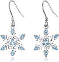 wholesale 925 Sterling Silver Blue Crystal Snowflake Drop Earrings Hypoallergenic Jewelry for Women Girls Gift 4cm Long-Celtic Snowflake