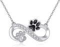 wholesale 925 Sterling Silver Cat Paw & Infinity Necklace with Elegant Gift Box for Women-0-0