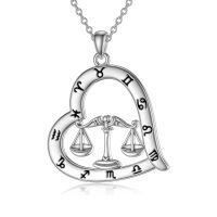 wholesale 925 Sterling Silver Zodiac Necklace with 12 Constellations Horoscope Heart Pendant for Women-01-Libra Necklace(09.23-10.22)-01-Libra Necklace(09.23-10.22)