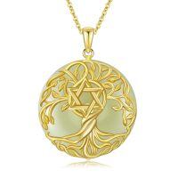 wholesale 925 Sterling Silver Tree Of Life Pendant Necklace Wholesale With Green Gemstone-Star of David