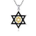 wholesale 925 Sterling Silver Black & Gold Star of David Pendant for Men's Jewelry Necklaces-0-0