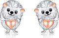 wholesale 925 Sterling Silver Cute Hedgehog Heart Stud Earrings for Women Girls  4PCs Set-0-0