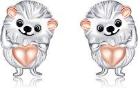 wholesale 925 Sterling Silver Cute Hedgehog Heart Stud Earrings for Women Girls  4PCs Set-Hedgehog