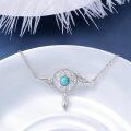 wholesale 925 Sterling Silver Turquoise Feather Dreamcatcher Adjustable Bracelet 8-14cm -0-2