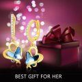 TOUPOP 14k Gold Plated Sterling Silver Crystal Butterfly Hoop Drop Earrings-0-2