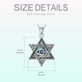 wholesale 925 Sterling Silver Opal Evil Eye Star of David Pendant Necklace-0-1