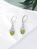 wholesale 925 Sterling Silver Heart Birthstone Celtic Knot Dangle Leverback Earrings-0-38