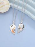wholesale 925 Sterling Silver Unicorn Mother-Daughter Heart Pendant Necklaces-0-3