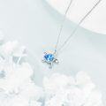 wholesale 925 Sterling Silver Blue CZ Turtle Pendant Necklace for Women Girls  48cm Chain Length-0-2