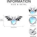wholesale 925 Sterling Silver Heart-Shaped Bat Moonstone Stud Earrings for Women - Hypoallergenic Gift Idea-0-5