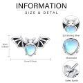 wholesale 925 Sterling Silver Heart-Shaped Bat Moonstone Stud Earrings for Women - Hypoallergenic Gift Idea-0-5