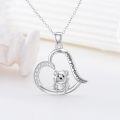wholesale 925 Sterling Silver Sloth Heart Pendant Necklace with Cubic Zirconia for Women-0-3