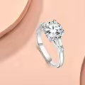 TOUPOP Sterling Silver Moissanite D Color VVS1 Diamond Engagement Ring-0-4