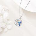 wholesale 925 Sterling Silver Blue Enamel Hummingbird & Moonstone Pendant Necklace for Women and Girls-0-3