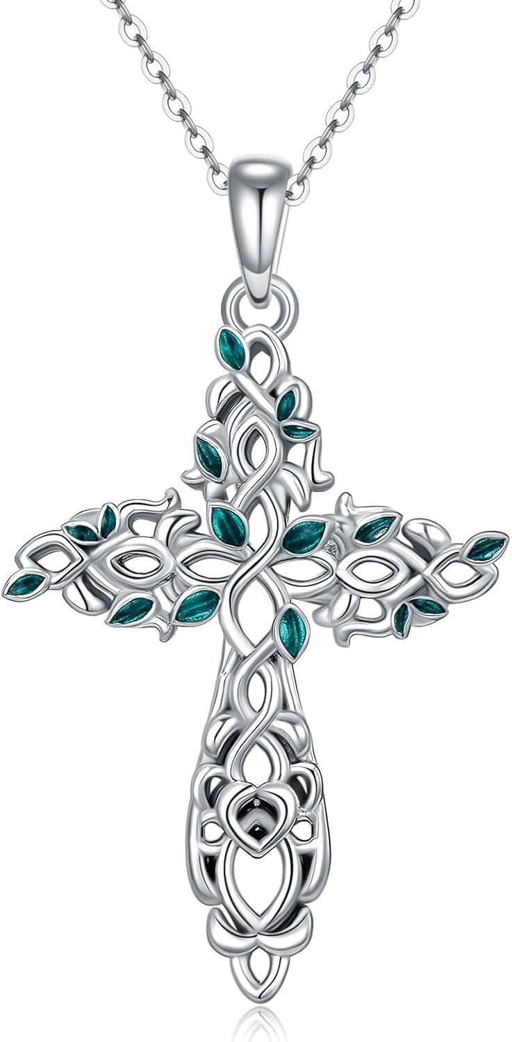 Sterling Silver Celtic Knot Cross Pendant Irish Viking Jewelry Gift for Men Women-0-1