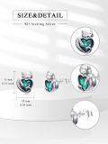 wholesale 925 Sterling Silver May Emerald Cat Stud Earrings 10-13mm, Cute Elegant Gift for Cat Lovers-0-3