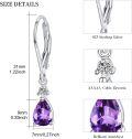 wholesale 925 Sterling Silver Purple Amethyst Teardrop Dangle Earrings with Leverbacks-0-2