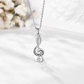 wholesale 925 Sterling Silver Treble Clef Music Note Pendant Necklace With Cubic Zirconia Stones-0-2