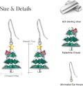 wholesale 925 Sterling Silver Christmas Tree Dangle Earrings with Stars and Bows-0-9