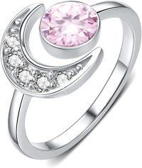 wholesale 925 Sterling Silver Moonstone Birthstone Rings for Women Adjustable Open Ring Gift for Wife Mom Daughter-october birthstone