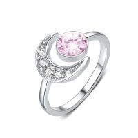 wholesale 925 Sterling Silver Crescent Moon Purple Birthstone Ring White Gold Plated For Women-october birthstone