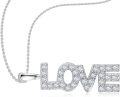 wholesale 925 Sterling Silver LOVE Pendant Necklace with Cubic Zirconia Stones and Adjustable Chain - Romantic Gift for Her-0-0