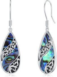 wholesale 925 Sterling Silver Teardrop Abalone Shell Filigree Celtic Knot Swirl Dragonfly Drop Earrings-Filigree Teardrop