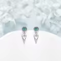 wholesale 925 Sterling Silver Viking Valknut Turquoise Stone Raven Skull Crown Dangle Earrings Wholesale for Men & Women-0-2