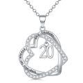 TOUPOP Sterling Silver Heart Pendant Necklace, 20th Birthday Gift for Her-0-0
