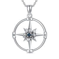 wholesale 925 Sterling Silver Birthstone Flower Necklace Compass Pendant for Women-03-Mar-Daffodil