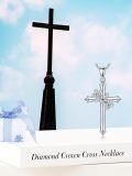 wholesale White Gold Plated 925 Sterling Silver Natural Cubic Zirconia Cross Pendant Necklace for Women-0-2