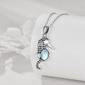 wholesale 925 Sterling Silver Seahorse with Blue Stone Pendant Necklace for Women Sea Life  48 Chain Length-0-3