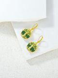 wholesale Gold-Plated 925 Sterling Silver Tree of Life Green Jade Drop Earrings for Women-0-3