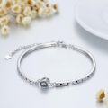 wholesale 925 Sterling Silver I Love You in 100 Languages Charm Bangle Bracelet for Couples-0-1