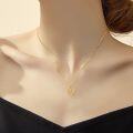 wholesale 14K Gold Pink Crystal Ribbon Heart Pendant Necklace - 18 Inches Chain-0-2