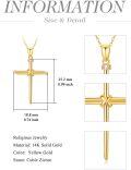 wholesale 14K Gold Faith Cross Pendant Necklace with Diamonds for Women - Baptism Gift for Mom or Wife-0-3