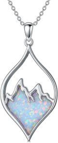 wholesale 925 Sterling Silver Mountain Shape White and Blue Opal Pendant Necklace for Nature Enthusiasts-0-0