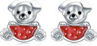 wholesale 925 Sterling Silver Hypoallergenic Dog Watermelon Stud Earrings Gift for Women-Puppy