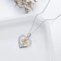 wholesale 925 Sterling Silver Heart-Shaped Flower Pendant Necklaces with I Love You Forever Inscription for Women Girls Gifts-0-5