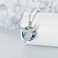wholesale 925 Sterling Silver Peacock Blue Crystal Pendant Necklace s for Women-0-2