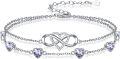 wholesale  925 Sterling Silver & Crystal June Birthstone Bracelet with Infinity Heart Design - 12 Gemstone Colors, Adjustable, Gift for Women-0-0