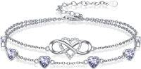 wholesale  925 Sterling Silver & Crystal June Birthstone Bracelet with Infinity Heart Design - 12 Gemstone Colors, Adjustable, Gift for Women-Bracelet 7''-9''