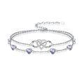 wholesale 925 Sterling Silver Infinity Heart Bracelet Wholesale With Purple Crystal Hearts-0-0