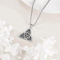 wholesale 925 Sterling Silver Triquetra Pendant with Black Stone and Inspirational Words on Chain for Women Men  36 Length-0-2
