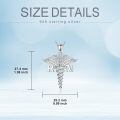 wholesale 925 Sterling Silver Platinum Plated Rn Caduceus Nurse Pendant Necklace With Lab Created Moissanite-0-3