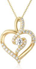 wholesale 14K Gold 0.55ctw Moissanite Double Heart Pendant Necklace for Women-0-0