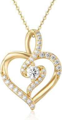 wholesale 14K Gold 0.55ctw Moissanite Double Heart Pendant Necklace for Women-Style-1
