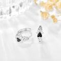 wholesale 925 Sterling Silver Heart-Shaped Black Enamel and Cubic Zirconia Huggie Hoop Earrings for Women Girls-0-1