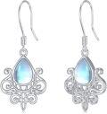wholesale 925 Sterling Silver Teardrop Rainbow Moonstone Filigree Drop Earrings for Women Gift Idea-0-0