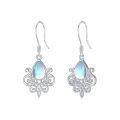 wholesale 925 Sterling Silver Teardrop Rainbow Moonstone Filigree Drop Earrings for Women Gift Idea-0-0